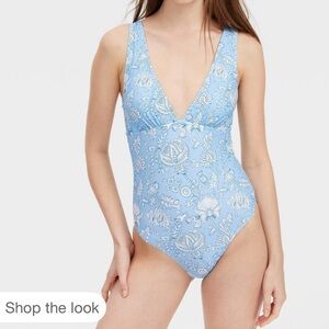 New Roller Rabbit Floral Vines Empire Waist One-Piece Swimsuit